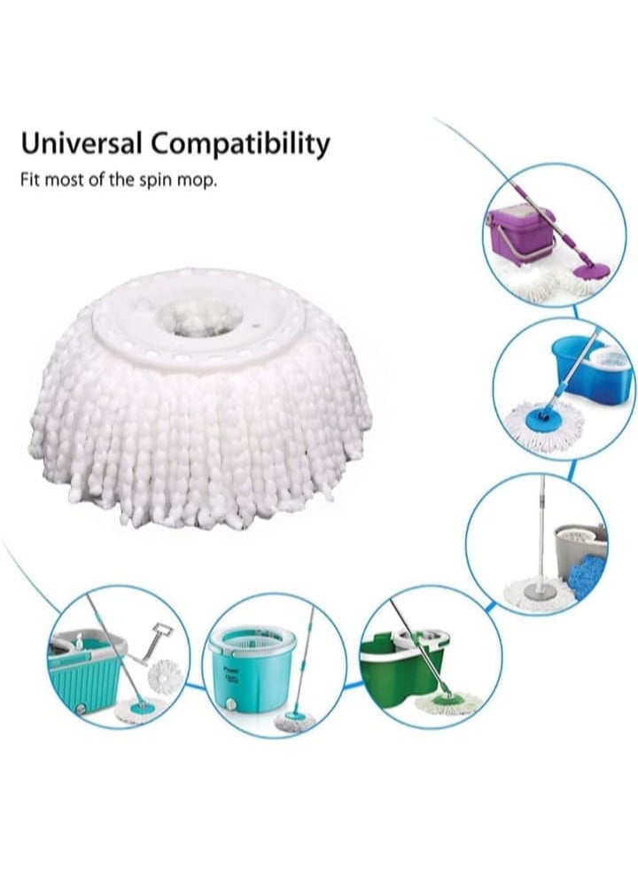 Shopping Point 5PCS Microfiber Replacement Mop Head Spin Mop Head Replacement 5-Pack, Microfiber Refill Heads Universal for 360 Spin Magic Mopping, Round Shape Standard Size White  - Image 3