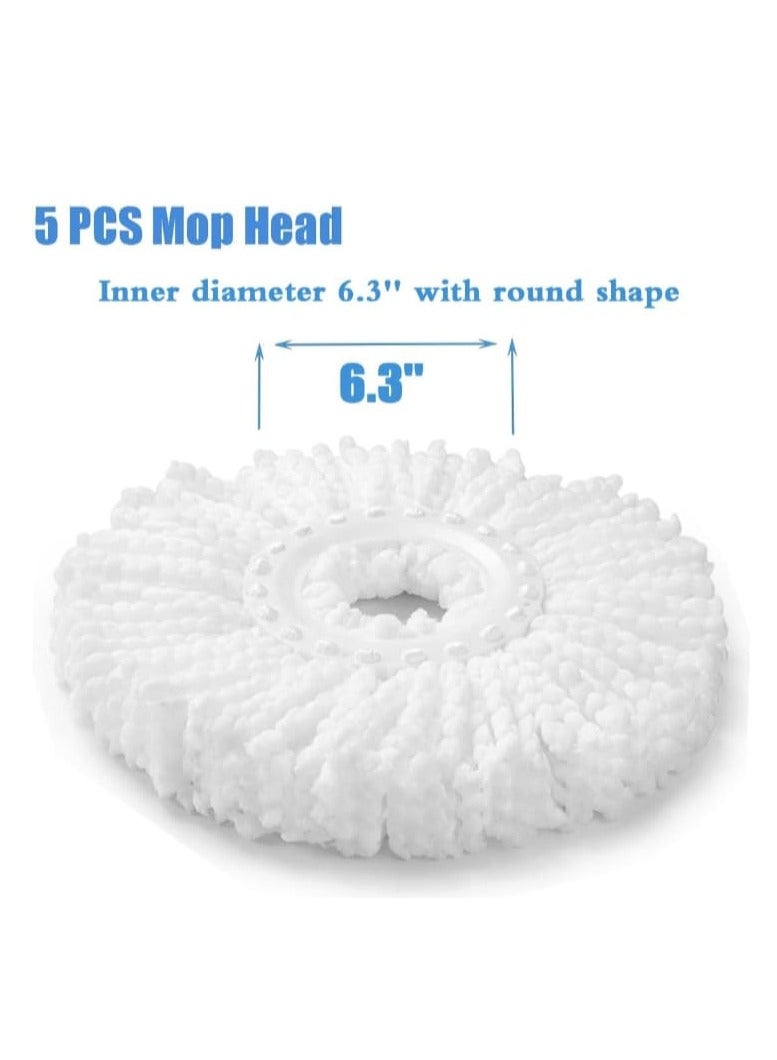 Shopping Point 5PCS Microfiber Replacement Mop Head Spin Mop Head Replacement 5-Pack, Microfiber Refill Heads Universal for 360 Spin Magic Mopping, Round Shape Standard Size White  - Image 4