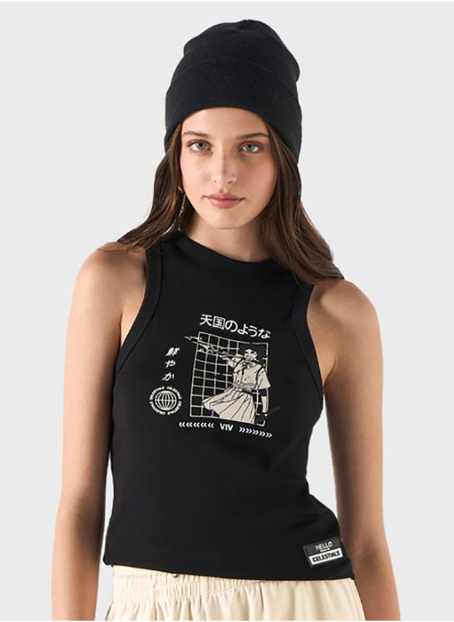 SP Characters - Anime Print  Crew Neck Tank Top - Image 1