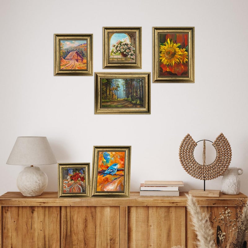 TKYGU 8x8 Picture Frame 4 set Ornate Vintage Picture Frames Gold for Wall Display, Gold 8 by 8 Frame for Wall home best gift - Image 3