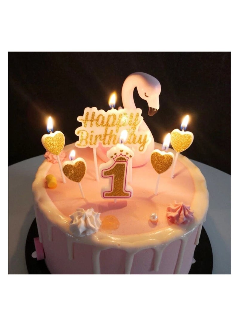 شمعة كبيرة زينة تورتة عيد الميلاد بتصميم كلمة Happy Brithday باللون الذهبى - Image 3