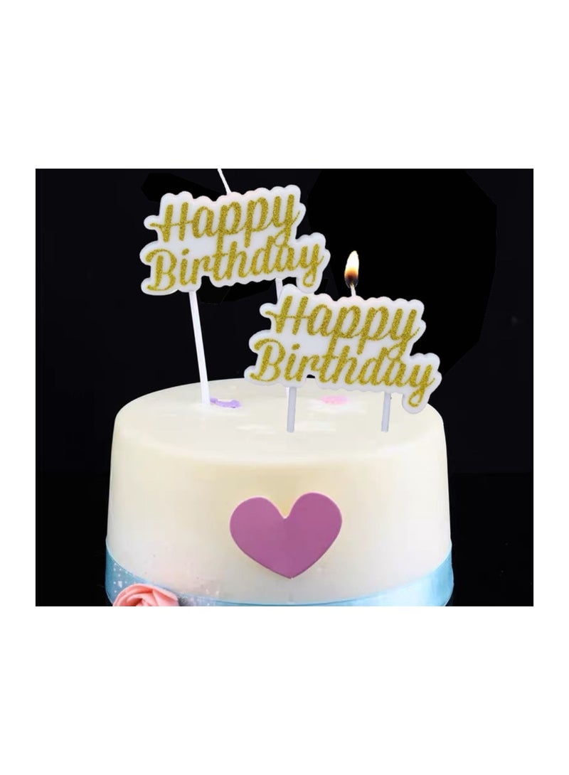شمعة كبيرة زينة تورتة عيد الميلاد بتصميم كلمة Happy Brithday باللون الذهبى - Image 4