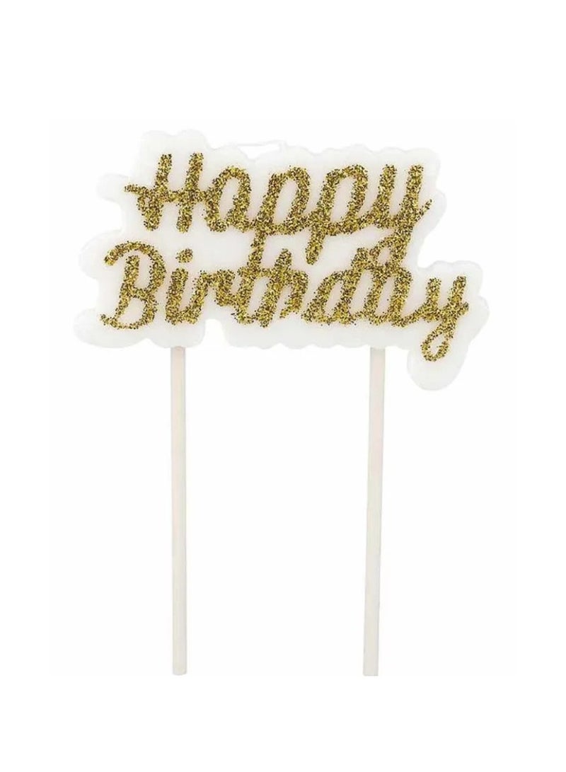 شمعة كبيرة زينة تورتة عيد الميلاد بتصميم كلمة Happy Brithday باللون الذهبى - Image 5