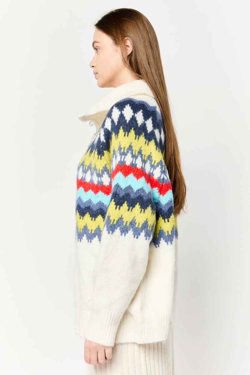 Aerie Women Turtle Neck Chenvor Stripes Sweater, Multicolor - Image 2