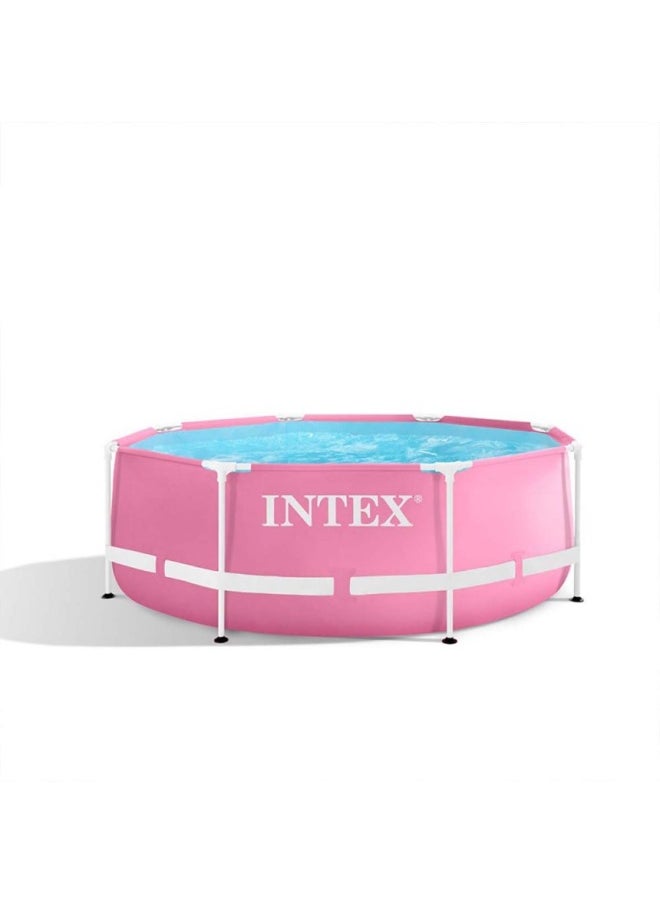 INTEX 2.44M X 76Cm Pink Metal Frame Pool Set  - Image 1