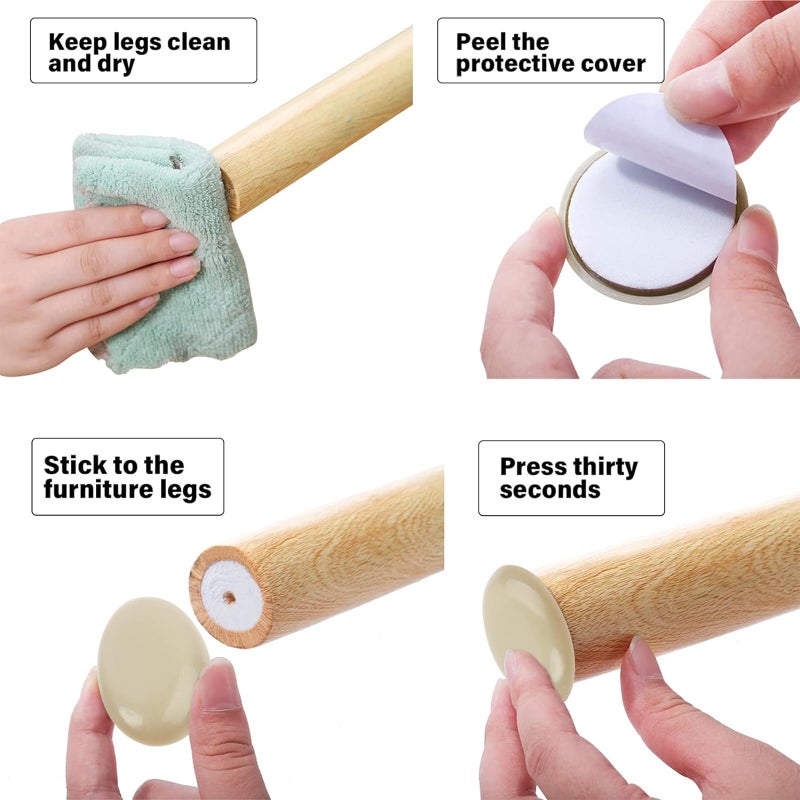 new space 24 Pcs Self-Stick Appliance Sliders For Kitchen Appliances, 1-1/4 Inch Furniture Sliders, Easy To Gliding & Space Saving, Chair Sliders For Carpet - Move Furniture Smoothly, Keep Floors Flawless! - Image 4