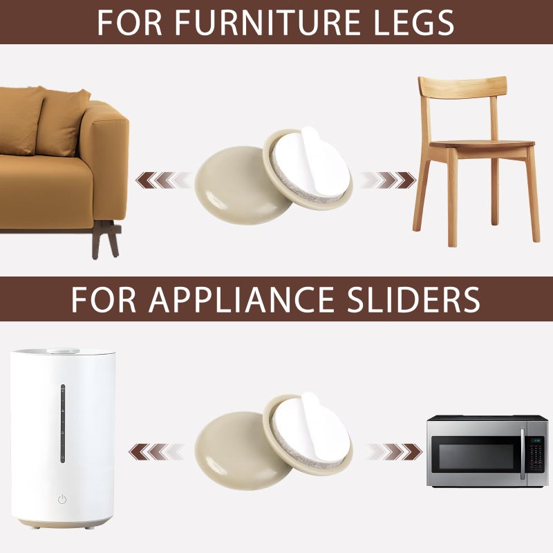 new space 24 Pcs Self-Stick Appliance Sliders For Kitchen Appliances, 1-1/4 Inch Furniture Sliders, Easy To Gliding & Space Saving, Chair Sliders For Carpet - Move Furniture Smoothly, Keep Floors Flawless! - Image 3