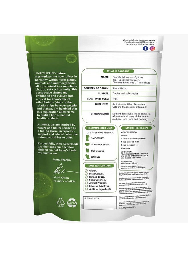 MRM Nutrition Organic Baobab Powder | Superfoods | Digestive Health | Antioxidant | 40 Servings - Image 2