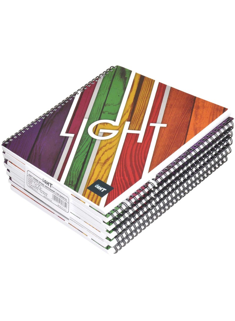 FIS LIGHT Pack of 10 Spiral Soft Cover Notebook, Single Line , 10X8 Inches (25.4 X 20.32 Cm) 100 Sheets -LINB1081603S - Image 1