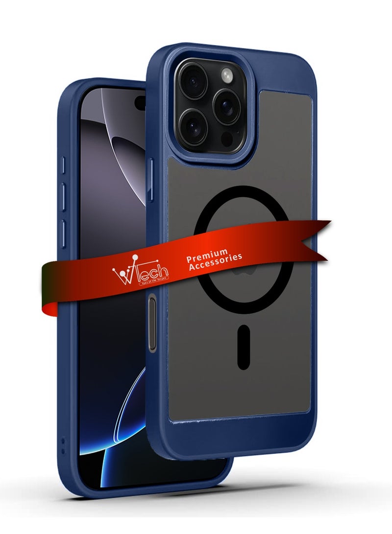 Wtech Apple iPhone 16 Pro Max 2024 Magsafe Hybrid TPU Silicone Slim Case Cover - Navy Blue - Image 1