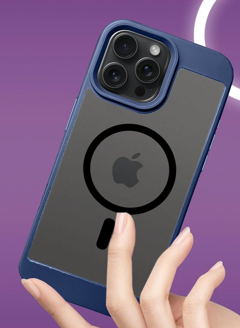 Wtech Apple iPhone 16 Pro Max 2024 Magsafe Hybrid TPU Silicone Slim Case Cover - Navy Blue - Image 4