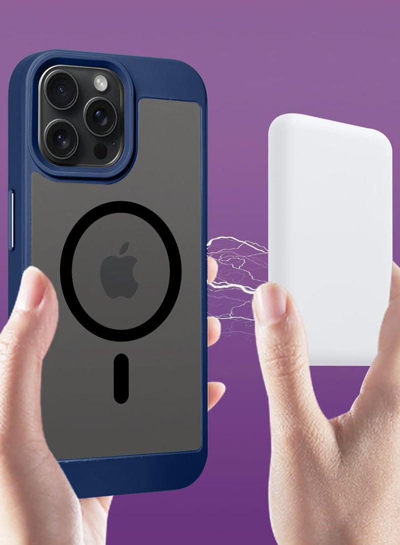 Wtech Apple iPhone 16 Pro Max 2024 Magsafe Hybrid TPU Silicone Slim Case Cover - Navy Blue - Image 5