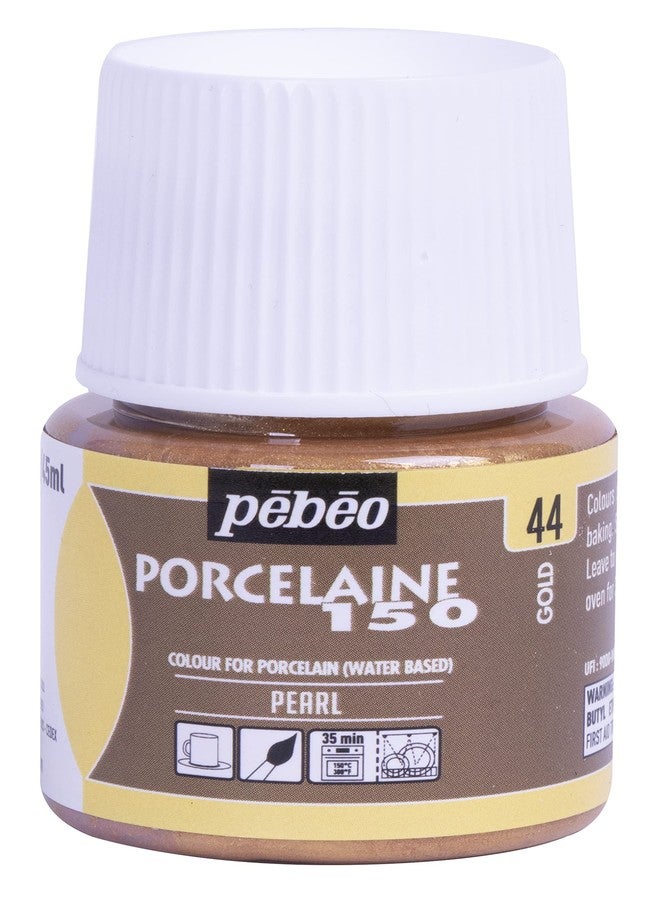 Pebeo Porcelaine 150 Ceramic Paint - Water-Based High-Gloss Color Paints for Porcelain, Premium Art Supplies, Non-toxic & Heat-Safe, 45 ml Bottle, Gold