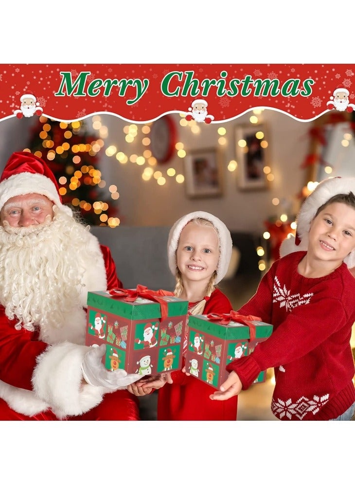 GGEROU Christmas Nesting Gift Boxes with Lids,3 Sizes Christmas Stackable Hard Paper Box,Nested Christmas Boxes Gift Wrap Boxes with Ribbon Green - Image 2