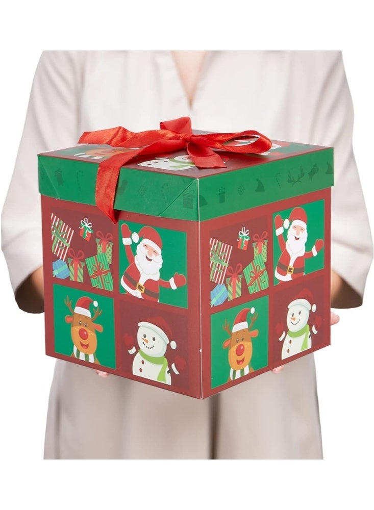 GGEROU Christmas Nesting Gift Boxes with Lids,3 Sizes Christmas Stackable Hard Paper Box,Nested Christmas Boxes Gift Wrap Boxes with Ribbon Green - Image 5