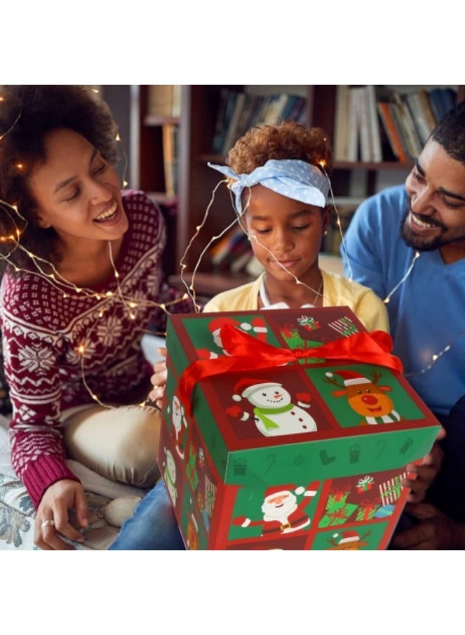 GGEROU Christmas Nesting Gift Boxes with Lids,3 Sizes Christmas Stackable Hard Paper Box,Nested Christmas Boxes Gift Wrap Boxes with Ribbon Green - Image 3