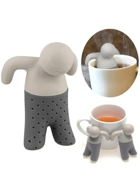 Unique Lazy Little Man Shape Food Grade Silicone Tea Bag Filter Infuser Strainer, Loose Leaf Leaf Brewing Teapots, Mugs and Cups, Mesh Strainer Fruit Tea Filter Tea Filter Fine Mesh Household