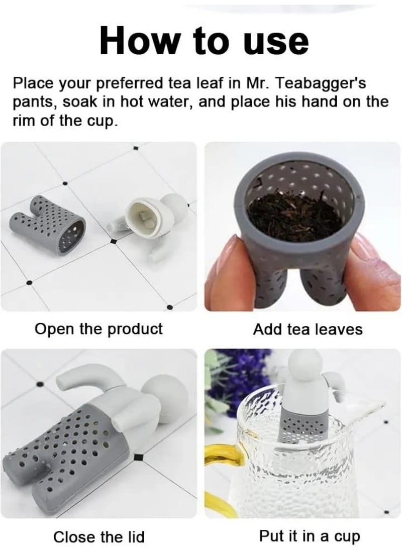 Generic - Unique Lazy Little Man Shape Food Grade Silicone Tea Bag Filter Infuser Strainer, Loose Leaf Leaf Brewing Teapots, Mugs and Cups, Mesh Strainer Fruit Tea Filter Tea Filter Fine Mesh Household - Image 1