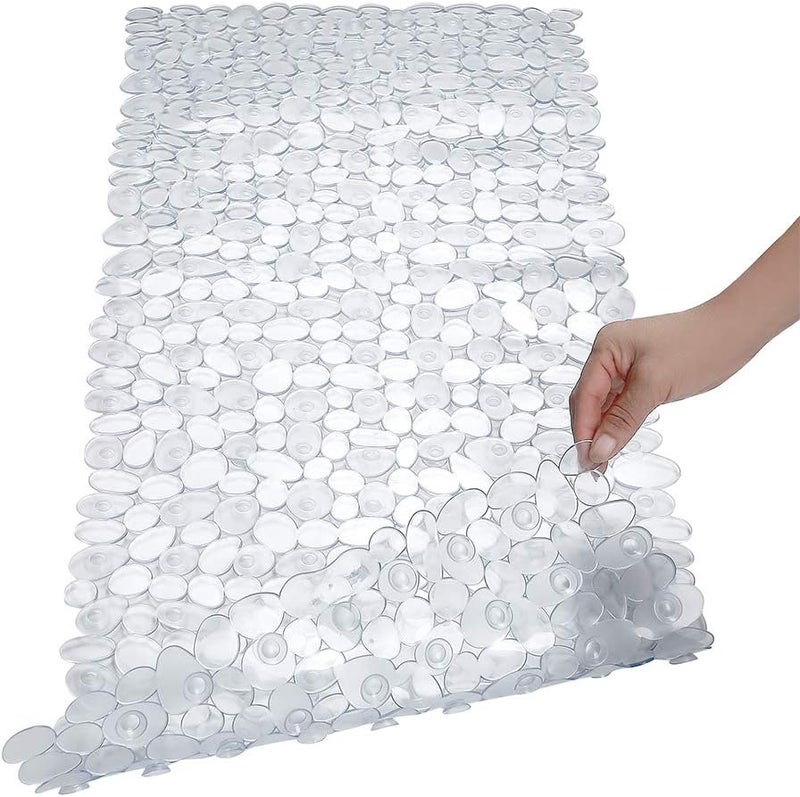 SONGZIMING Pebble Bath Mat for Bathtub to Anti Slip Bathtub Mat in Shower with 16 Inches by 35 Inches (Clear) - Image 1
