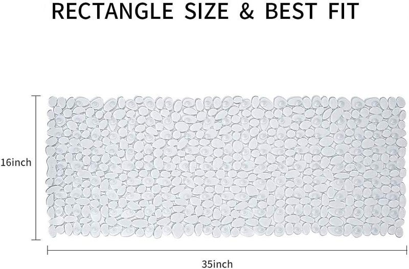 SONGZIMING Pebble Bath Mat for Bathtub to Anti Slip Bathtub Mat in Shower with 16 Inches by 35 Inches (Clear) - Image 2