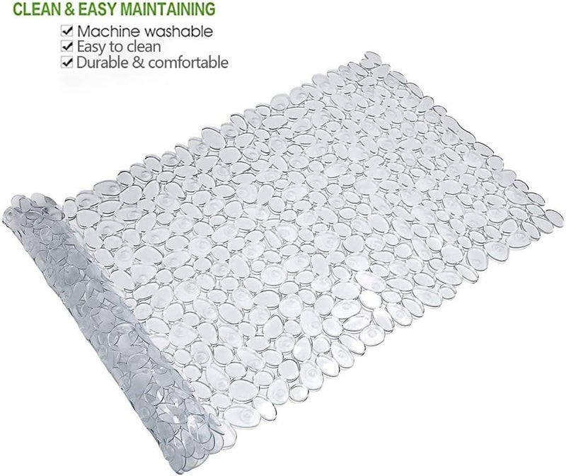 SONGZIMING Pebble Bath Mat for Bathtub to Anti Slip Bathtub Mat in Shower with 16 Inches by 35 Inches (Clear) - Image 3