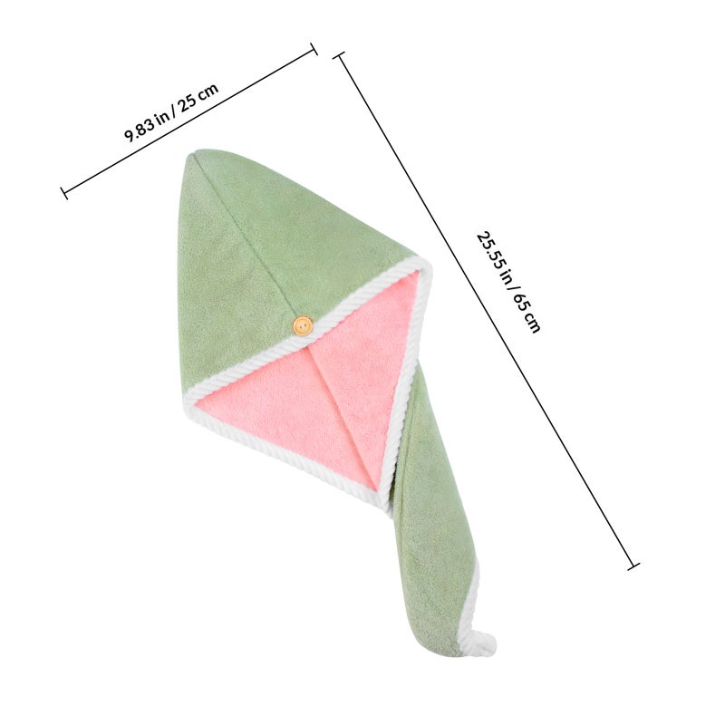 2Pcs Hair Drying Hats Coral Fleece Super Absorbent Hair Towel Wrap Quick Dry Hair Turban for Women - Image 2