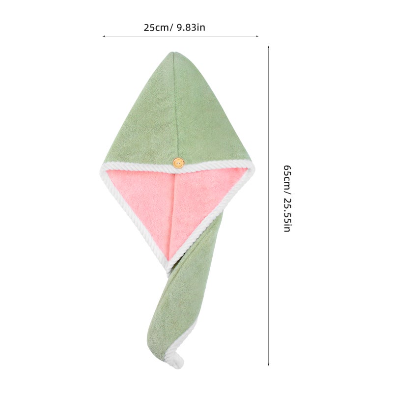 2Pcs Hair Drying Hats Coral Fleece Super Absorbent Hair Towel Wrap Quick Dry Hair Turban for Women - Image 3