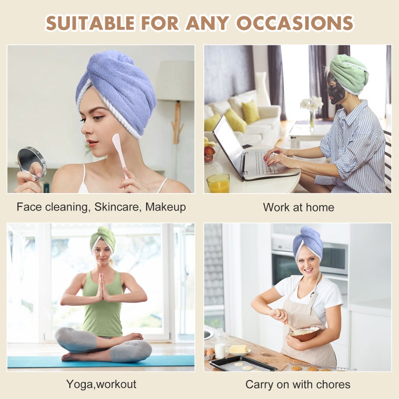 2Pcs Hair Drying Hats Coral Fleece Super Absorbent Hair Towel Wrap Quick Dry Hair Turban for Women - Image 5