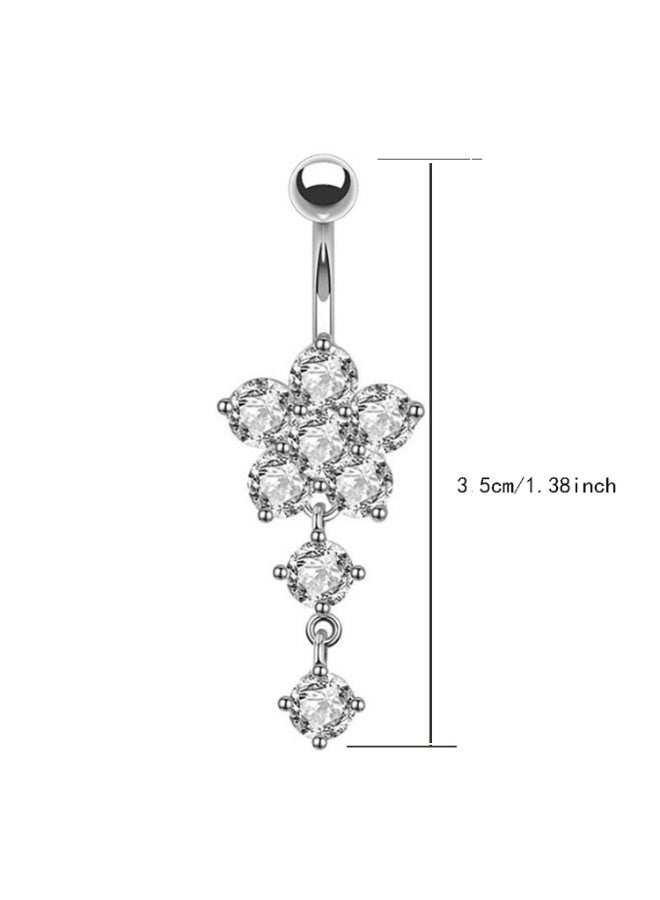 Innoshine G23 Titanium Belly Button Ring, Flower Shaped Cubic Zirconia Dangle Navel Piercing, Hypoallergenic Body Jewelry for Women Girls - Image 2