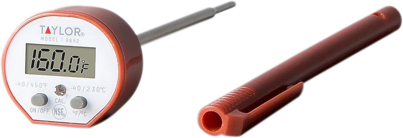 Taylor Precision Products Waterproof Digital Instant Read Thermometer for Cooking, BBQ, Grilling, Baking, and Meat, Comes with Pocket Sleeve Clip, Red - Image 1