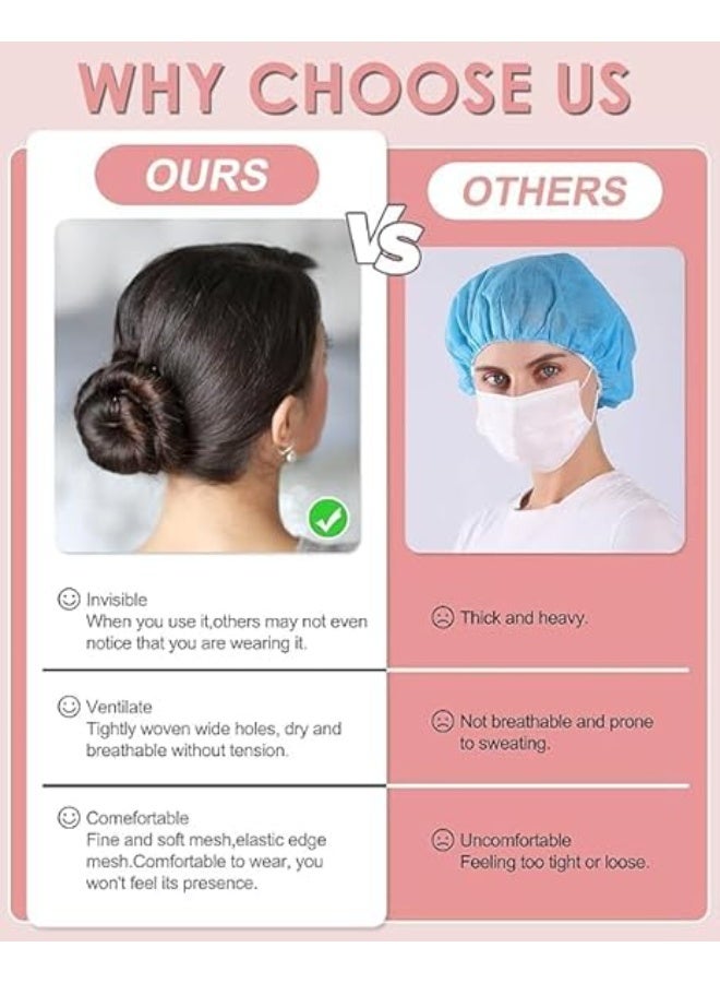 ChicAbode 24 Inch Hair Nets, 100 Pcs Invisible Mesh Elastic Edge Hair Net for Women Food Service, Ballet Buns - Image 2