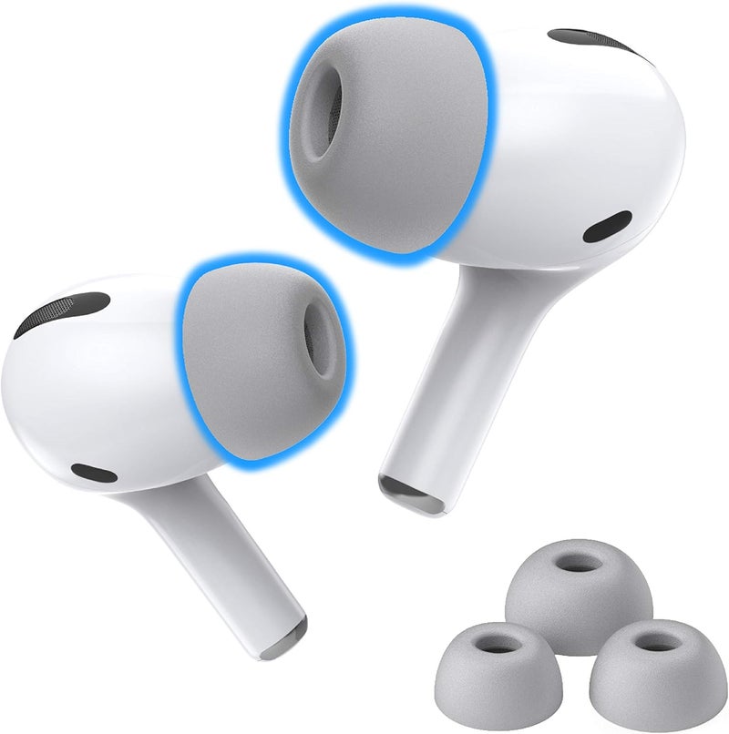 AutoLine Pro فوم ماسترز أطراف أذن رغوة الذاكرة لـ AirPods Pro الجيل الأول والثاني | مريحة | آمنة | عزل ضوضاء أفضل | أطراف بديلة الإصدار 3.0 (صغيرة، متوسطة، كبيرة - 3 أزواج، رمادي) - Image 1