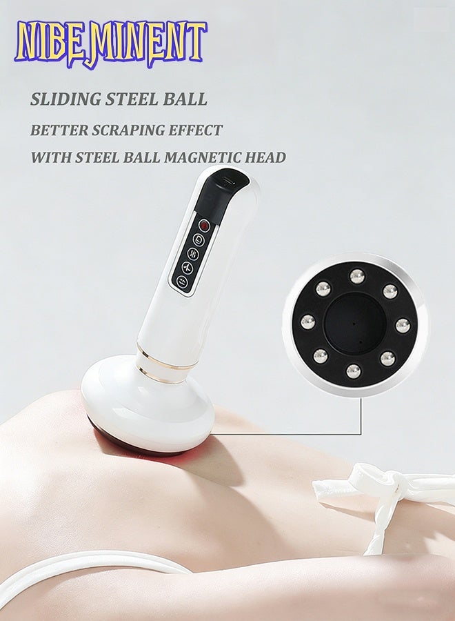 NIBEMINENT Portable Adjustable Intensity Cupping Massager, Household Electric Cupping Therapy, 12 Levels of Intensity, Full Body Cupping Tool, 1800mA with Hot Compress Function, Suitable for Home Use and As A Gift, Rechargeable Cupping Device with 8 Steel Balls（White） - Image 3