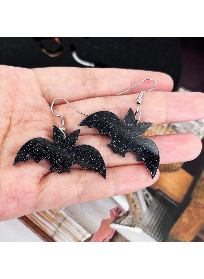 SELOVO Bat Black Acrylic Earrings Punk Gothic Fishhook Drop Dangle Earrings - Image 2