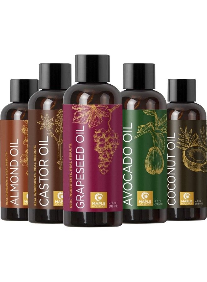 Maple Holistics Pure Carrier Oils For Essential Oils Diy Skin Care Set With Hair Oils Skin Oils For Body Care Moisturizers For Face And Body Plus Nail Care Anti Aging Skin Care Diy Beauty Products Carrier Oil Set - Image 2