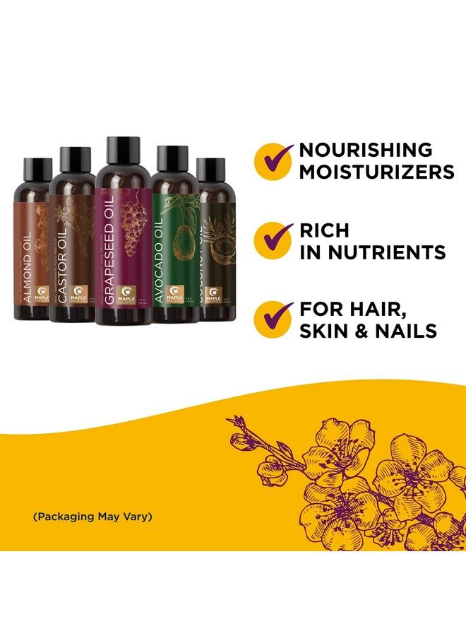 Maple Holistics Pure Carrier Oils For Essential Oils Diy Skin Care Set With Hair Oils Skin Oils For Body Care Moisturizers For Face And Body Plus Nail Care Anti Aging Skin Care Diy Beauty Products Carrier Oil Set - Image 3