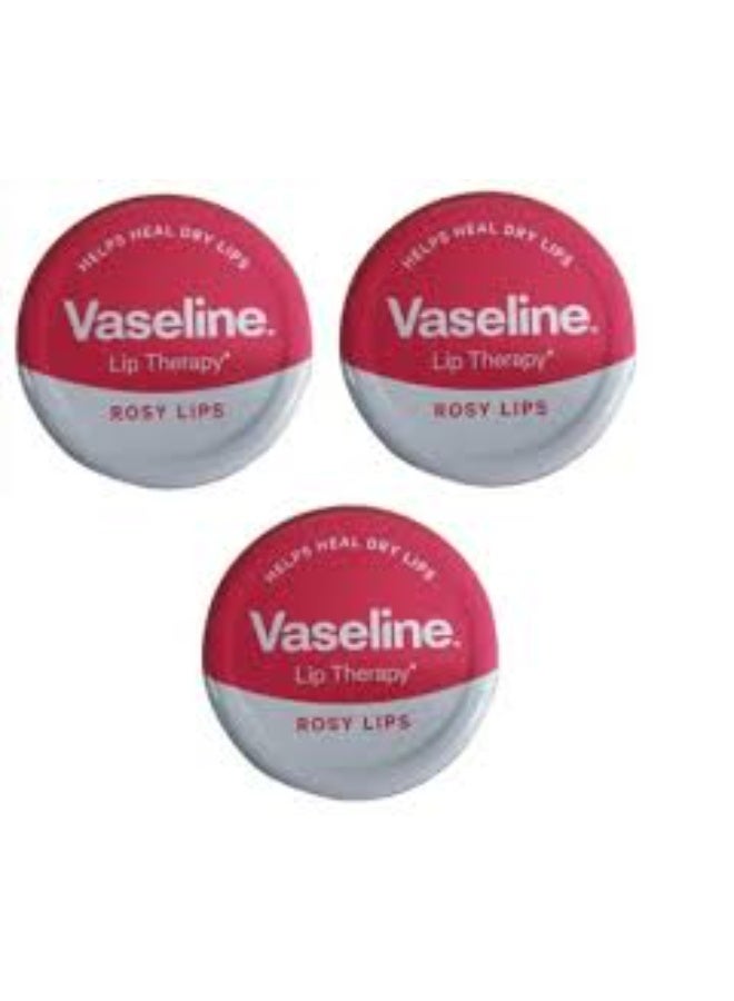 Vaseline Pink lip balm for lip care - 20g, 3 pieces