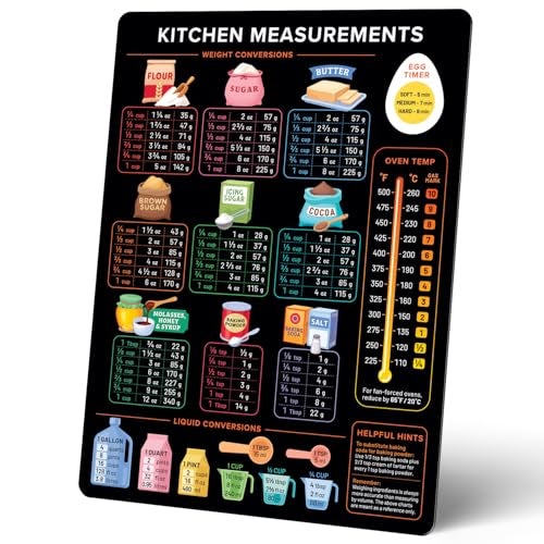 Levain & Co Kitchen Conversion Chart Magnet - Dark for Easier Cooking & Baking - Vintage Useful Gadgets - Cute Accessories - Cooking & Baking Accessories - Gifts for Bakers - Image 2