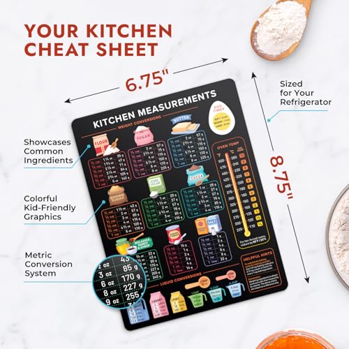 Levain & Co Kitchen Conversion Chart Magnet - Dark for Easier Cooking & Baking - Vintage Useful Gadgets - Cute Accessories - Cooking & Baking Accessories - Gifts for Bakers - Image 4