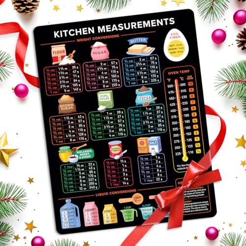 Levain & Co Kitchen Conversion Chart Magnet - Dark for Easier Cooking & Baking - Vintage Useful Gadgets - Cute Accessories - Cooking & Baking Accessories - Gifts for Bakers - Image 1