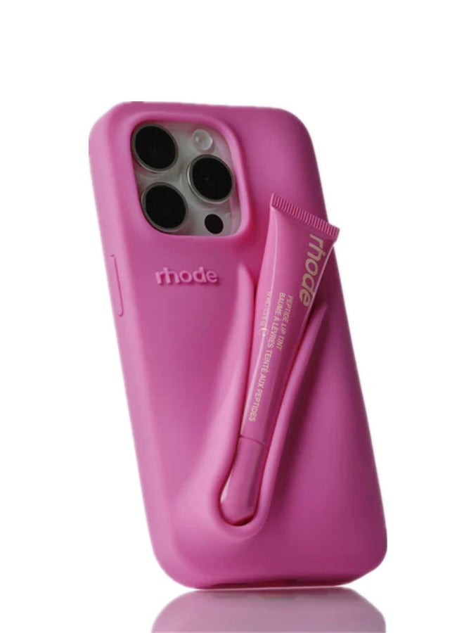 Rhode iPhone 14 Pro Case with Lip Gloss ,Mobile phone case Lipstick Set(Shortcake), Shockproof, scratch-resistant, portable, Rhode Applicable to iPhone 14 Pro - Image 2