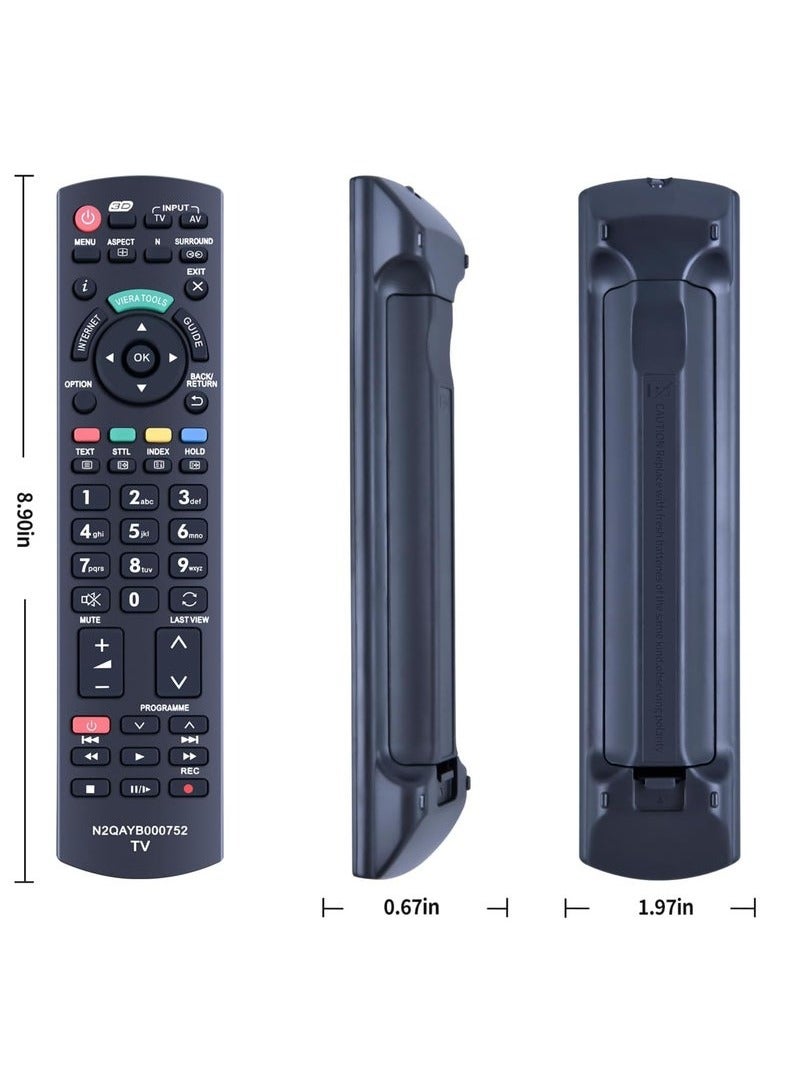 Replacement Remote Control Model N2QAYB000752 for Panasonic Viera LCD & LED TV | Compatible with TX-32LX62F, TX-32LX63F, TX-P42XT50E, TX-P46GT30E, TX-P46GTF32, TX-P46GTF32J, TX-P46GTN33, TX-P46GTS31 | Easy-to-Use & Reliable TV Remote