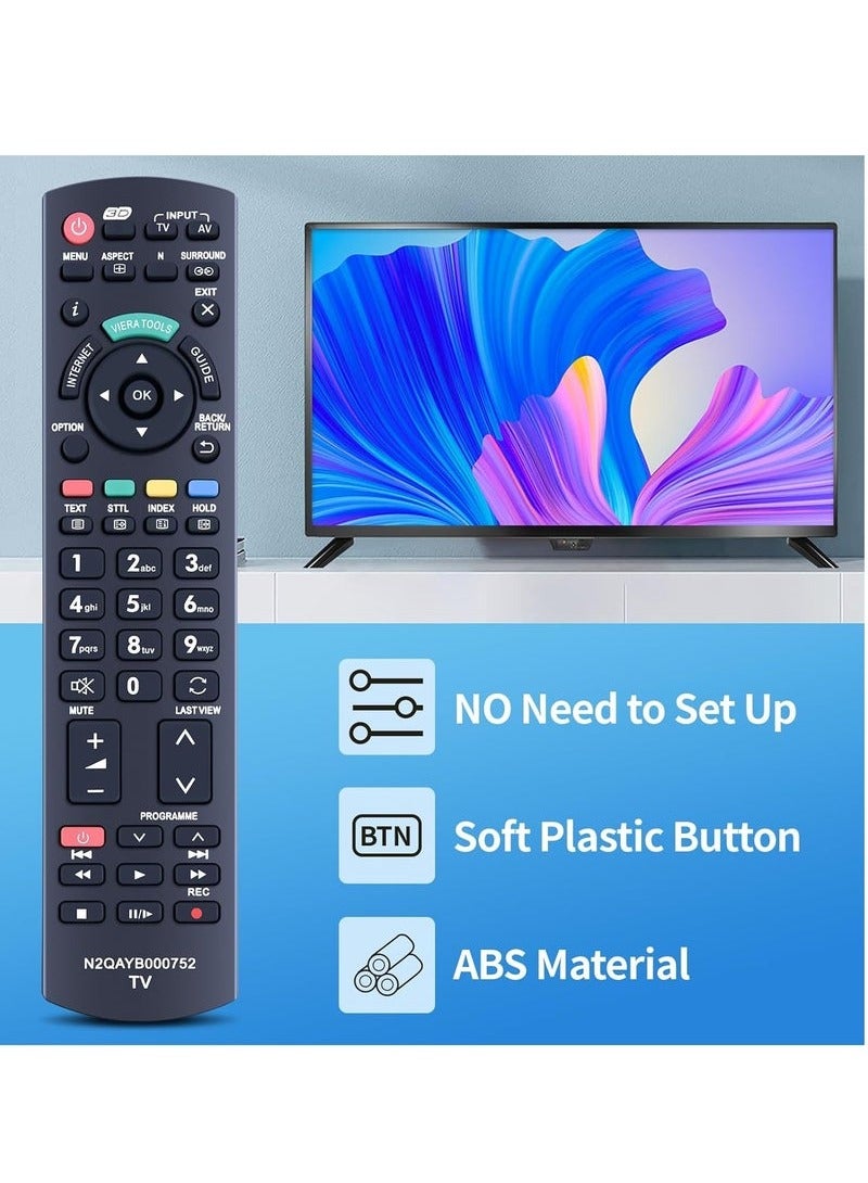 Replacement Remote Control Model N2QAYB000752 for Panasonic Viera LCD & LED TV | Compatible with TX-32LX62F, TX-32LX63F, TX-P42XT50E, TX-P46GT30E, TX-P46GTF32, TX-P46GTF32J, TX-P46GTN33, TX-P46GTS31 | Easy-to-Use & Reliable TV Remote