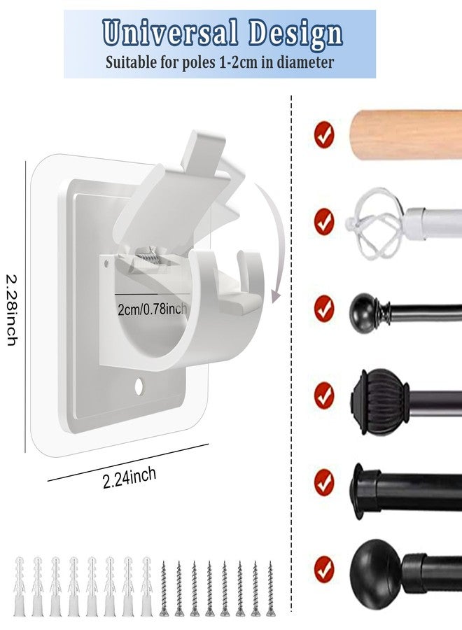 Codoule 8PCS No Drill Curtain Rod Brackets No Drilling Self Adhesive Curtain Rod Holder Hooks Nail Free Adjustable Curtain Rod Hooks Curtain Hangers for Bathroom Kitchen Home Bathroom and Hotel (Transparent) - Image 2