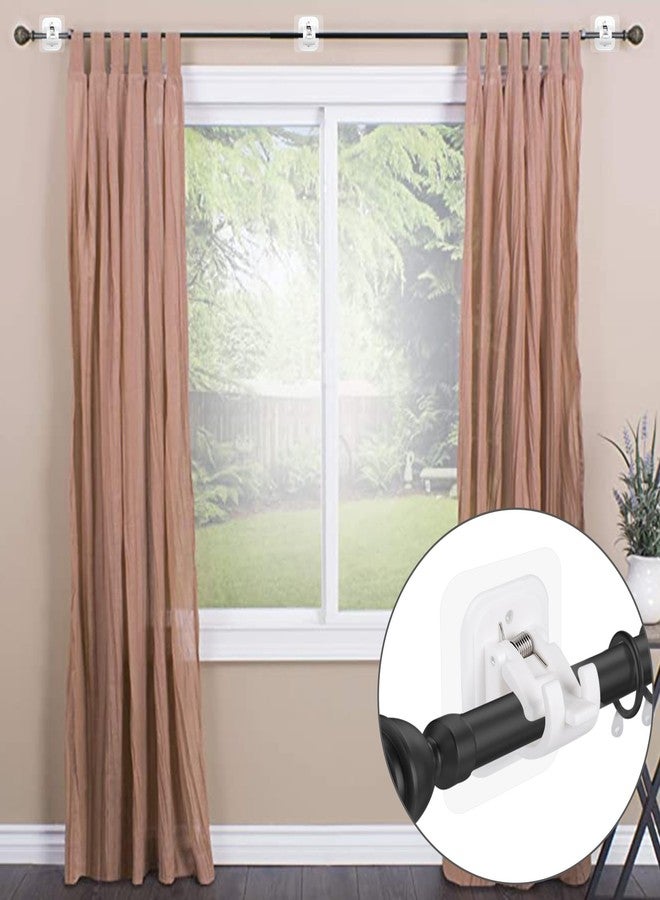 Codoule 8PCS No Drill Curtain Rod Brackets No Drilling Self Adhesive Curtain Rod Holder Hooks Nail Free Adjustable Curtain Rod Hooks Curtain Hangers for Bathroom Kitchen Home Bathroom and Hotel (Transparent) - Image 4