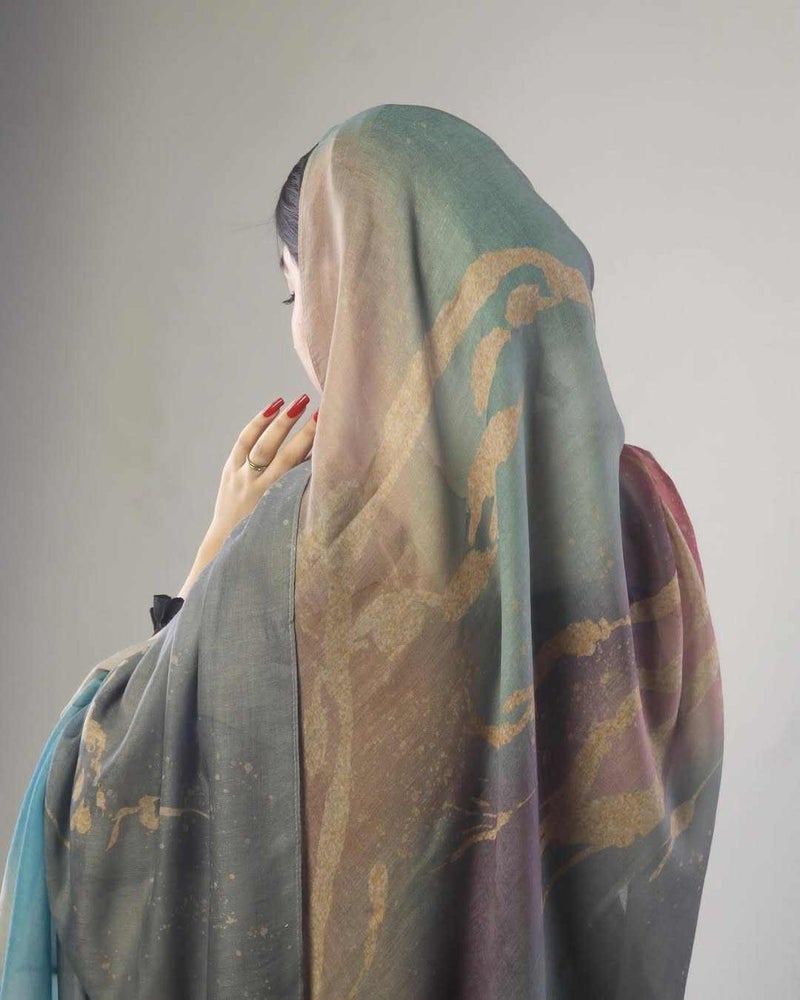 FANXIN Ethnic Style Satin Polyester Shawl Wrap for Women - Elegant Floral Design, Lightweight Scarf for All Seasons