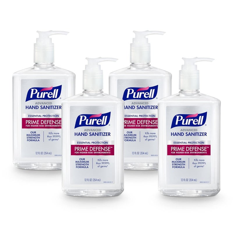 Purell Prime Defense Advanced Hand Sanitizer, Essential Protection, 12 fl oz Pump Bottles (Pack of 4) - 3699-06-EC2 - Image 1