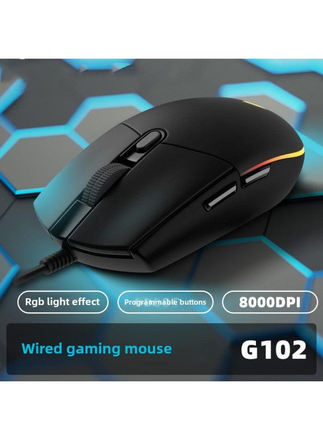 G102 Second-generation RGB Breathing Light Wired Mouse E-sports Game Internet Cafe Chicken LOL Computer Mouse-Colour:G102 Mouse - Image 1