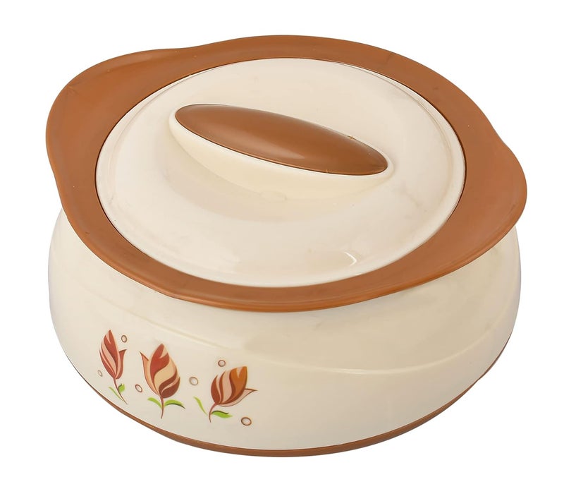 Kuber Industries Kuber Industries Floral Printed BPA Free Food Grade Inner Stainless Steel Casserole Keeps Chapati, Food, Curry With Lid, 2500ml (Cream & Brown)-HS42KUBMART25038 - Image 4