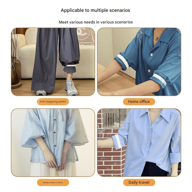 Black 2pcs One Button Adjustable Shirt Sleeve Fastener Elastic Cuff Band - Image 2